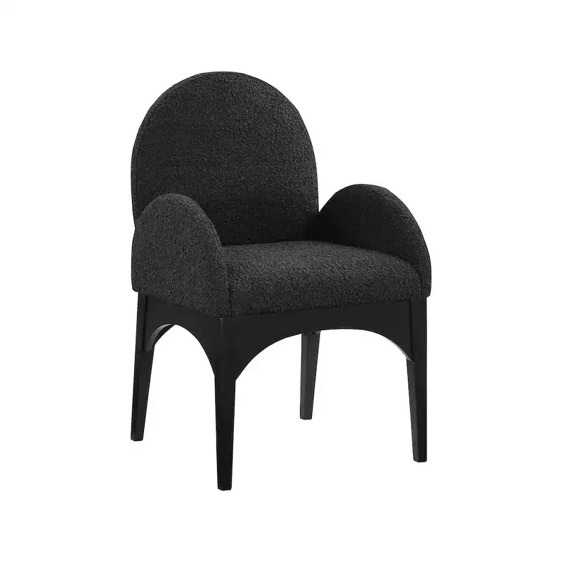 Boucle Fabric Dining Chair with Solid Ash Wood Frame