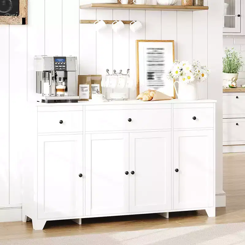 1 Particle Board 15Mm E1 4 Door 3 Drawer Sideboard Dining Cabinet with 4 Door Storage