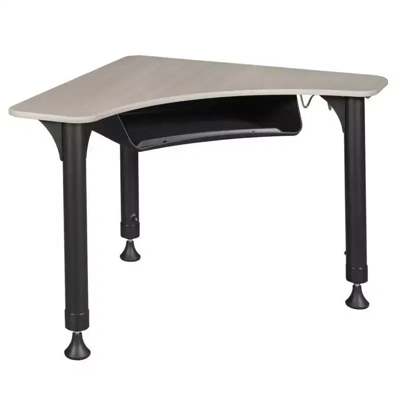 28" Boomerang Height Adjustable Activity School Desk with Book Storage Backpack Hook Maple - Regency: Hex Key Adjust, Rounded Corners, Metal Frame