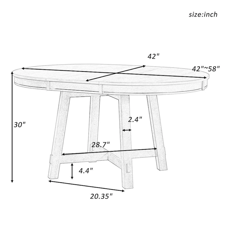 5 PCS Farmhouse Dining Table Set of 4 Chairs, Extendable