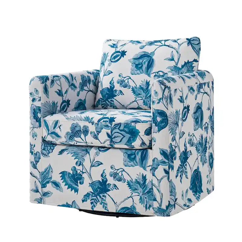 Erkenbald Modern Slipcovered Swivel Chair with Removable Cushion by HULALA HOME