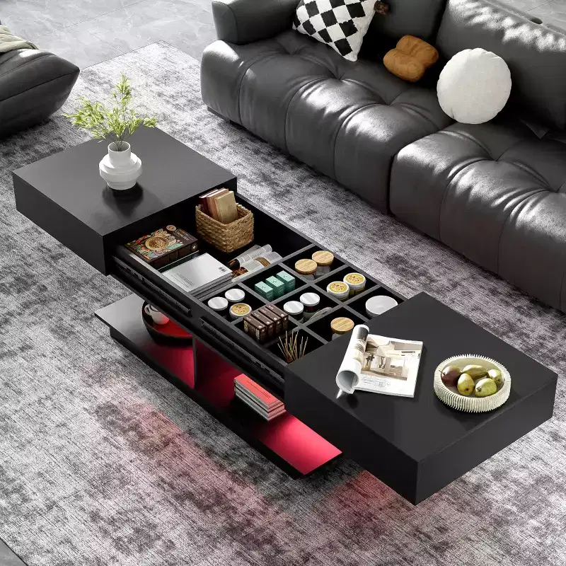 Zeus & Ruta Adjustable Lift-Top Coffee Table with Hidden Storage, Expandable from 41.3 to 76.7, Multi-Functional Centerpiece for Living Room
