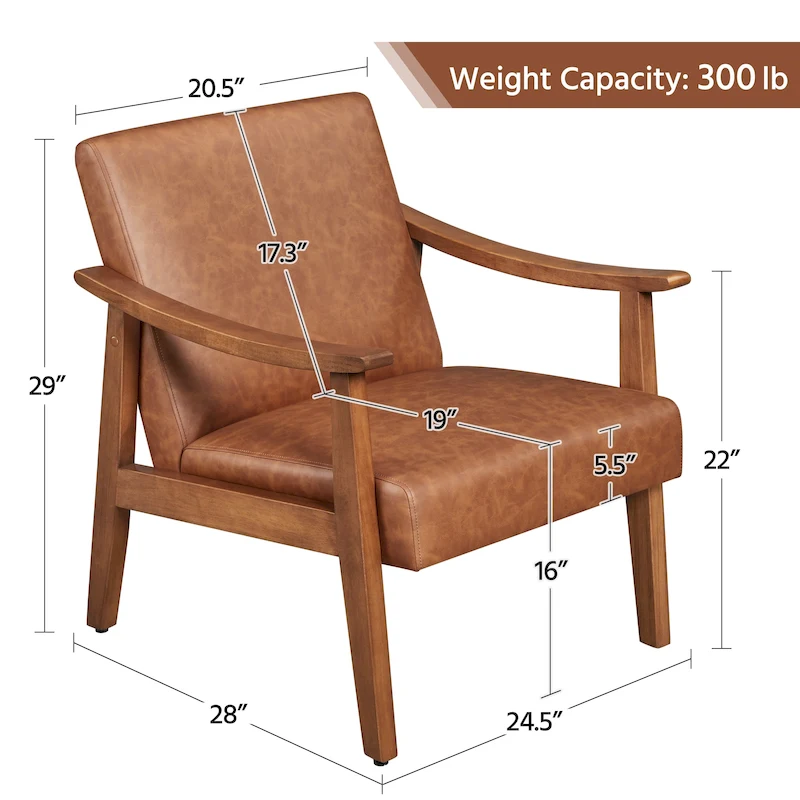 Yaheetech Upholstered Accent Chair Boucle Armchair with Solid Wood Legs - 24.5 L  28 W  29 H