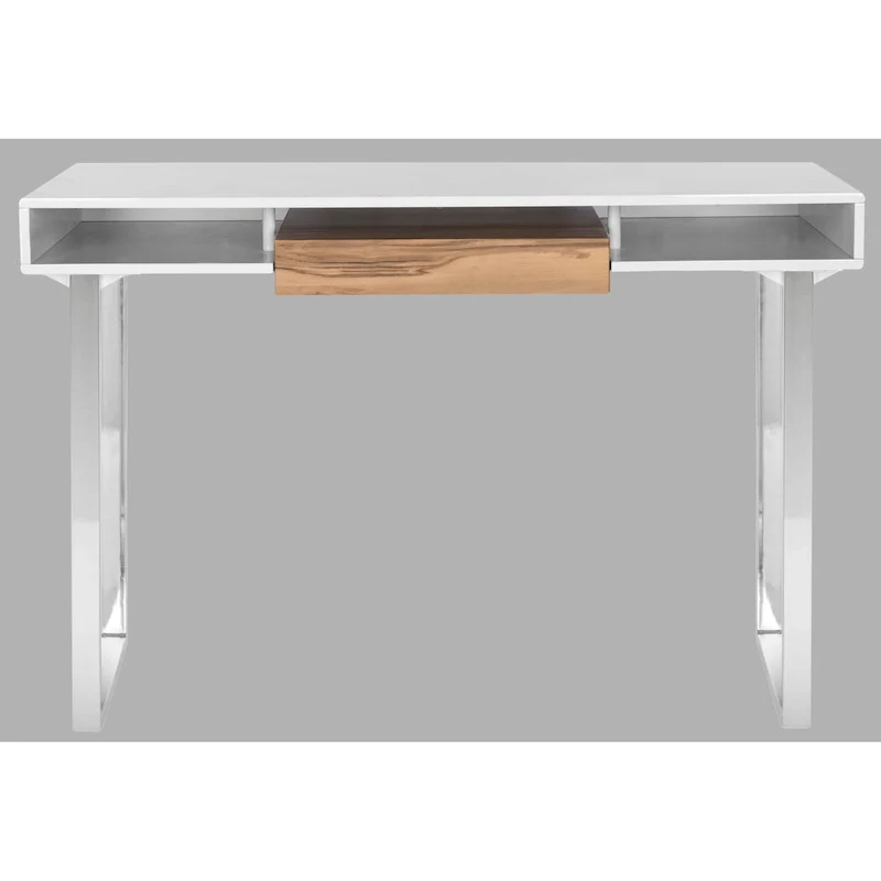 Modern White & Chrome Computer Desk