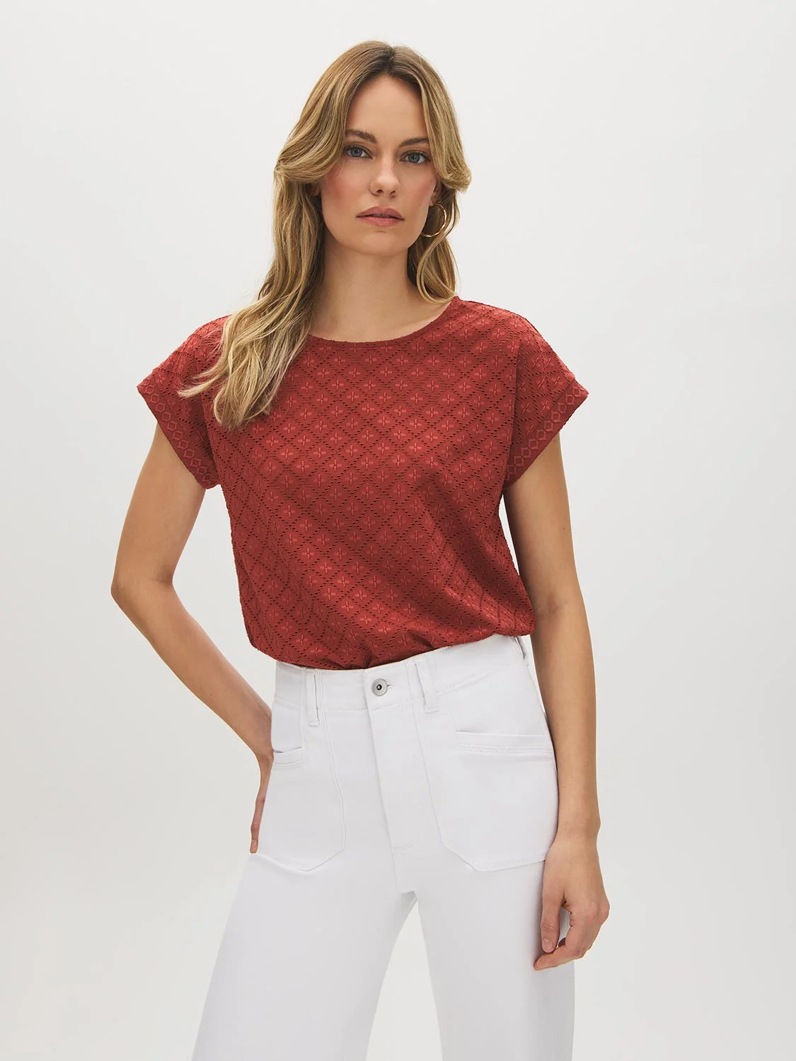 Eyelet Dolman Sleeve Tee