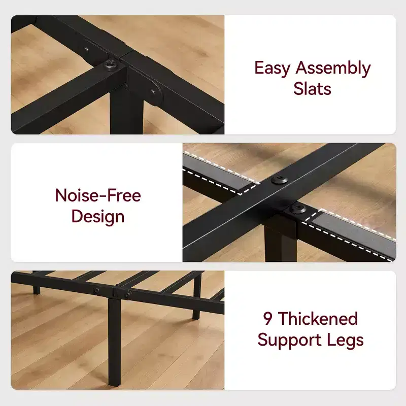 Dyonery Bed Frame with Upholstered Headboard,Metal Bed Frame with Footboard,Noise-Free,No Box Spring Needed,Easy Assembly