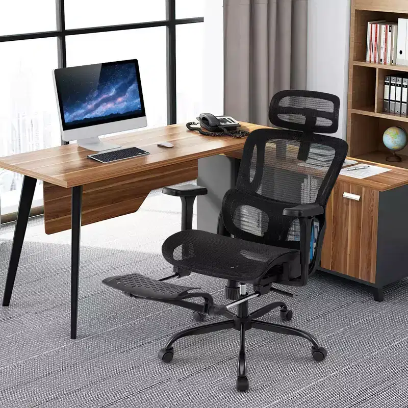 Ergonomic Office Chair with Rotating Headrest & Adjustable Lumbar Support