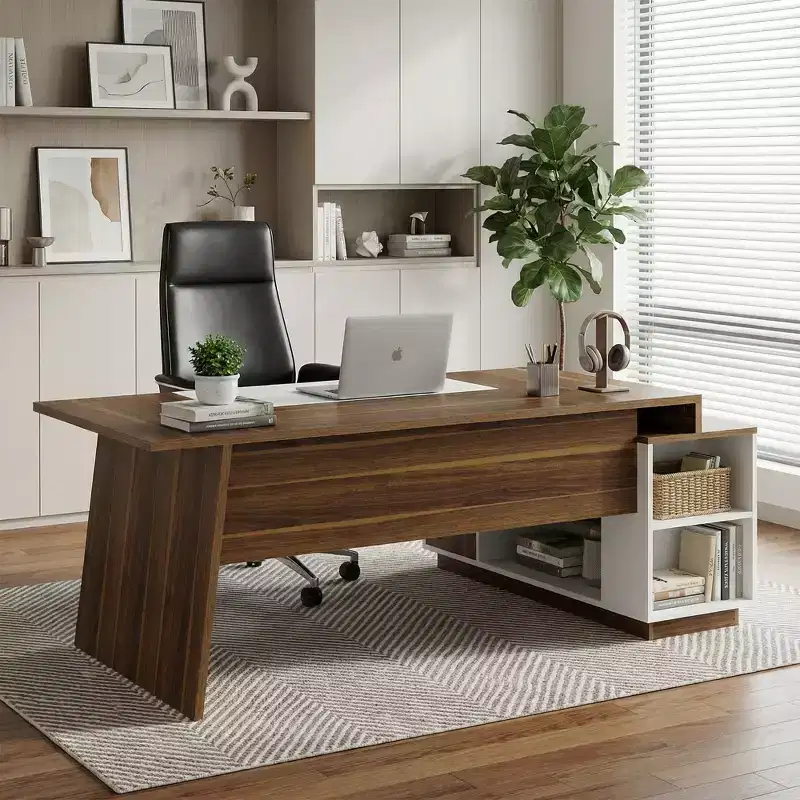 MAYEERTY 70.5 L-Shaped Executive Desk, Home Office Computer Desk with Cabinet