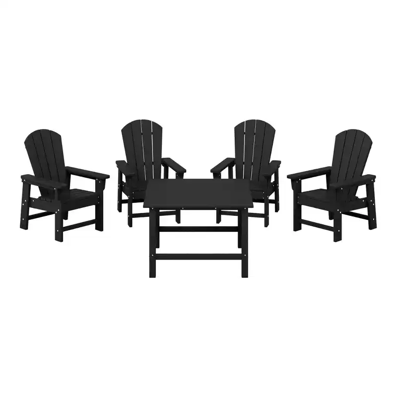 WestinTrends Malibu Kids 5-Piece HDPE Outdoor Square Patio Dining Table and Chairs Set