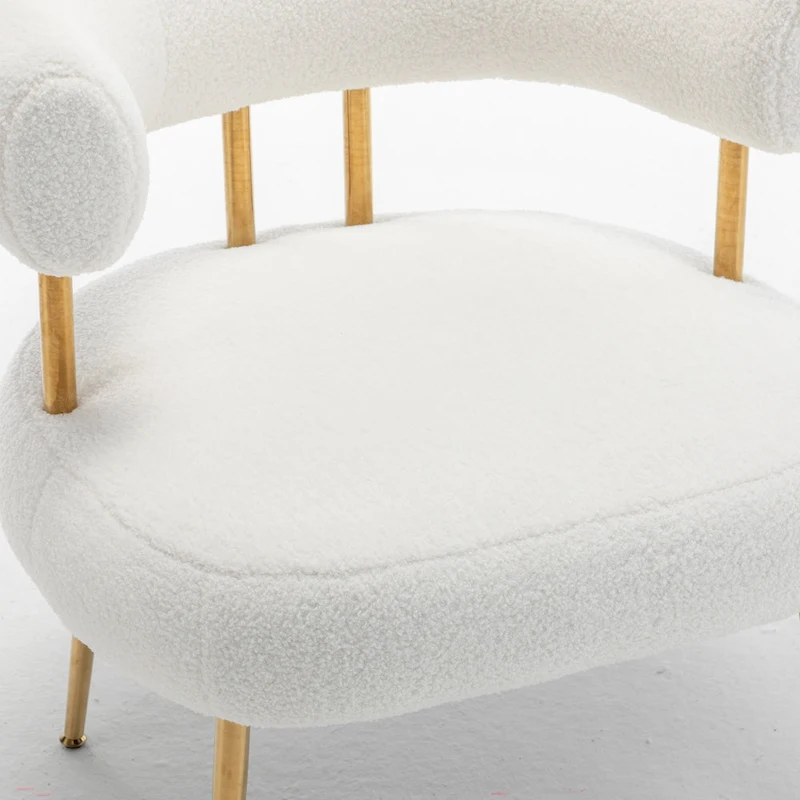 SEYNAR Modern Glam Upholstered Comfy Open-Back Accent Vanity chair with Golden Legs