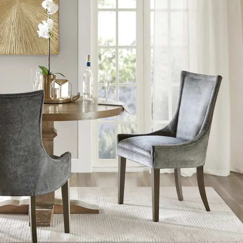 Ultra Upholstered Dining Side Chairs With Wood Legs (Set of 2)