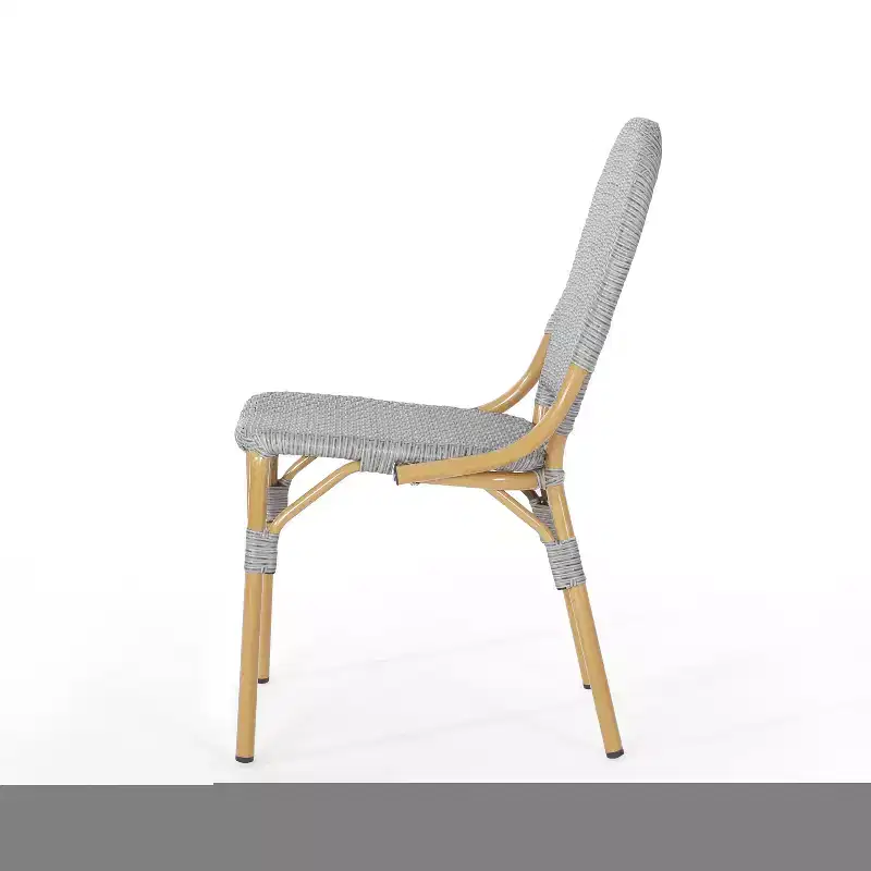 TUYOHW Outdoor French Bistro Chairs,Set of 2,18 Outdoor Accent Chairs with Aluminum Frame & Wood Finish,PE Rattan Patio Seating