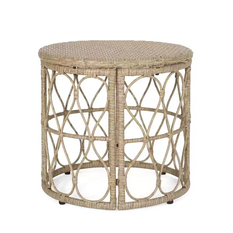 3pc Bruce Outdoor Wicker Chat Set with Cushions Light Brown/Beige - Christopher Knight Home: PE Rattan, UV & Weather-Resistant