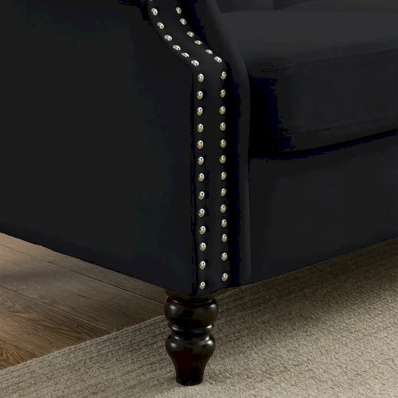 Chesterfield 3-Seater Upholstered Tufted Sofa with Rolled Arms and Nailhead