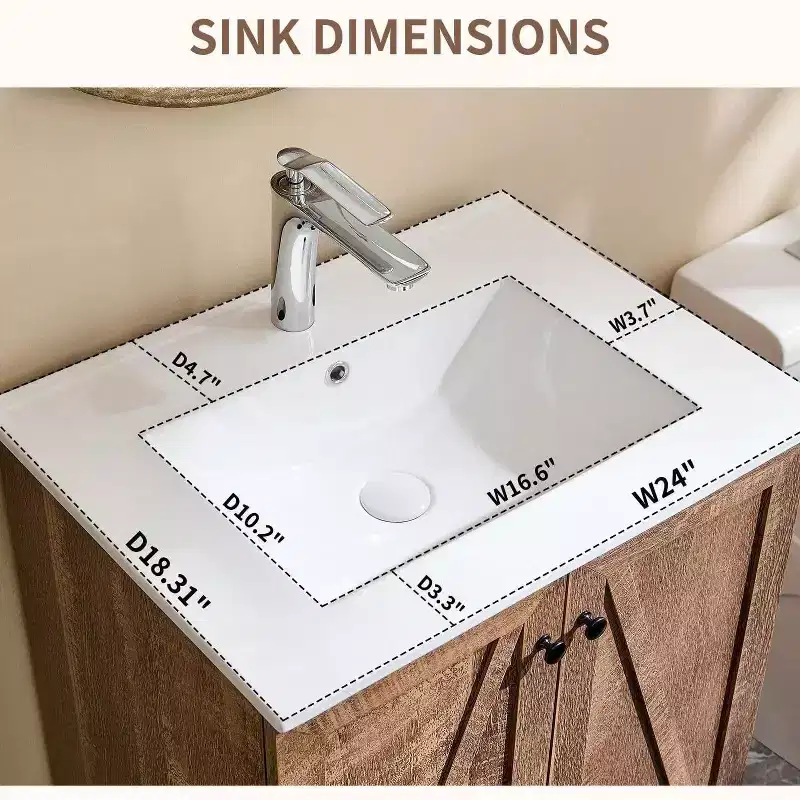 Mastgoal 24 Farmhouse Bathroom Vanity with Sink, Bathroom Dresser with Large Storage Drawer