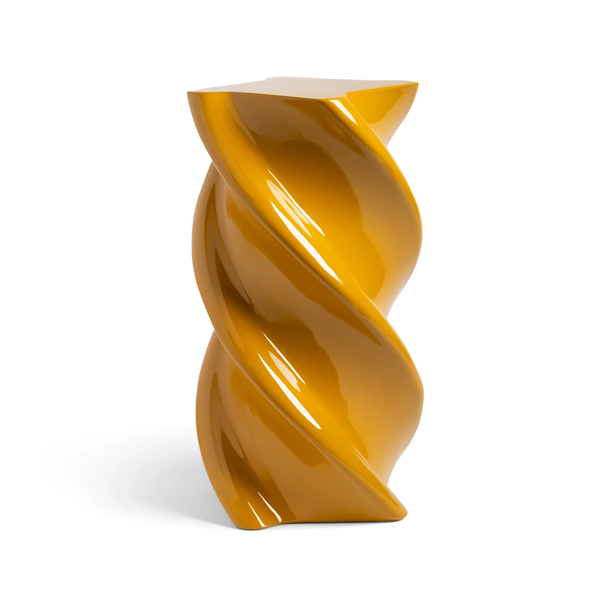 Playful Ceramic Ocher Side Table with Compact Accent Form for Living Rooms