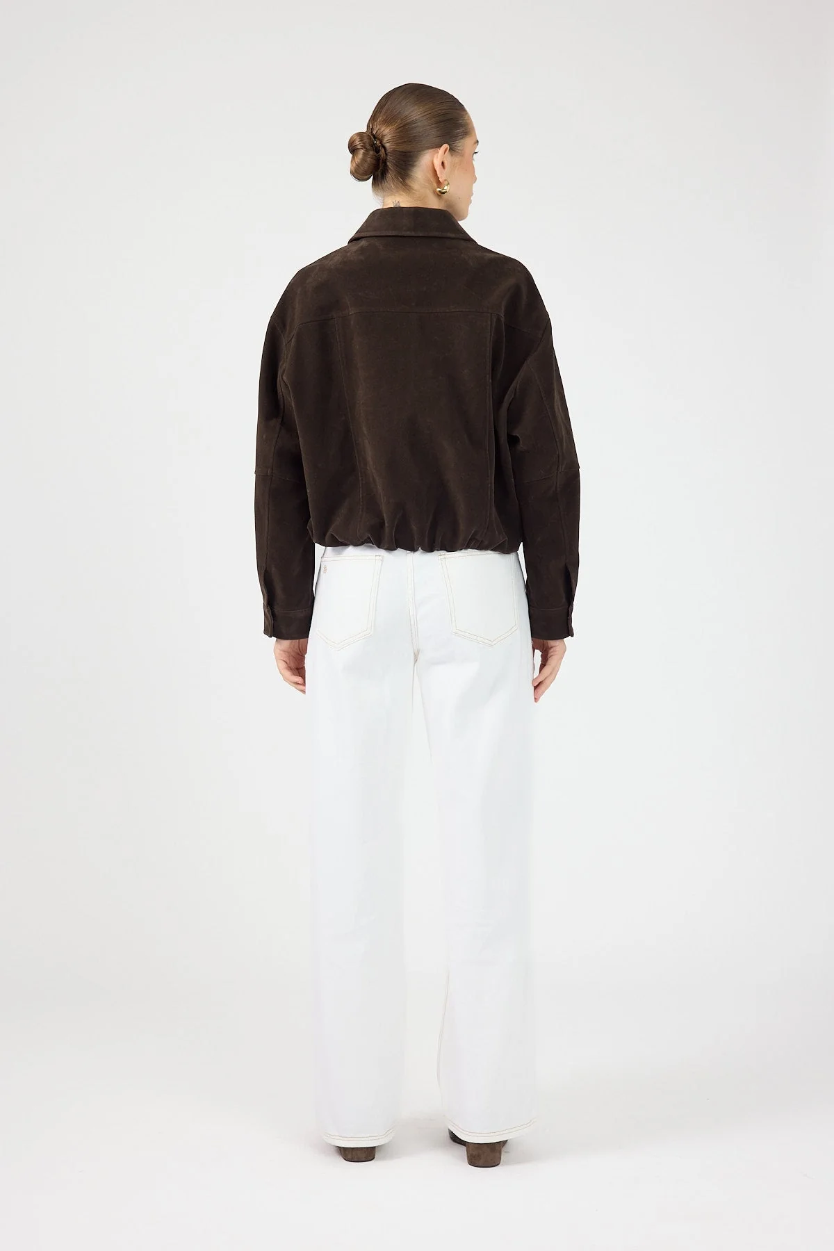 Faux Suede Jacket Chocolate Brown