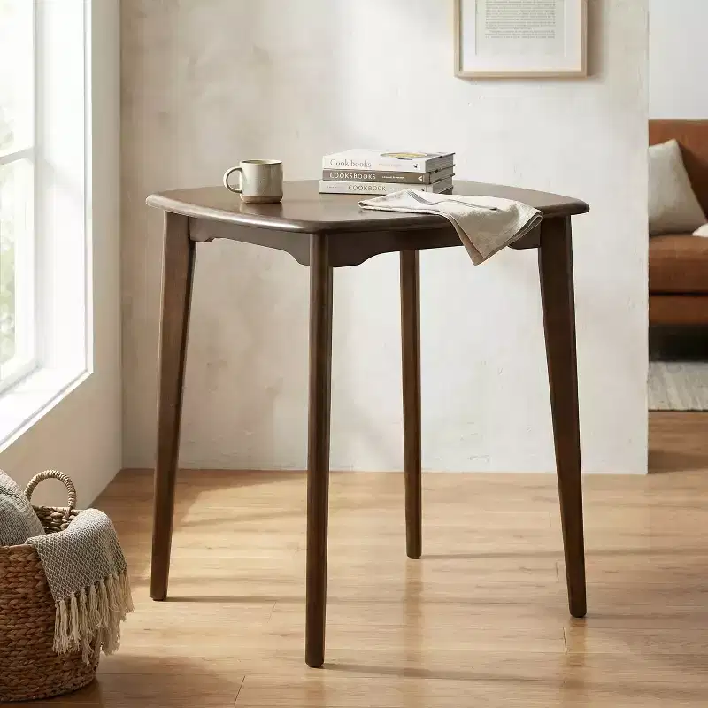 Modern Square Rubber Wood Counter Table with Curved Edge