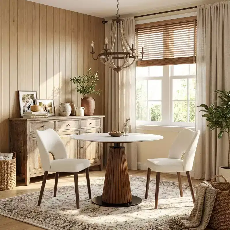 Wooden Dining Chairs Set of 2,Hollow Back Kitchen Chairs,Modern Fabric Upholstered Dining Room Chair with Adjustable Foot Pads,Farmhouse Dinner Chair