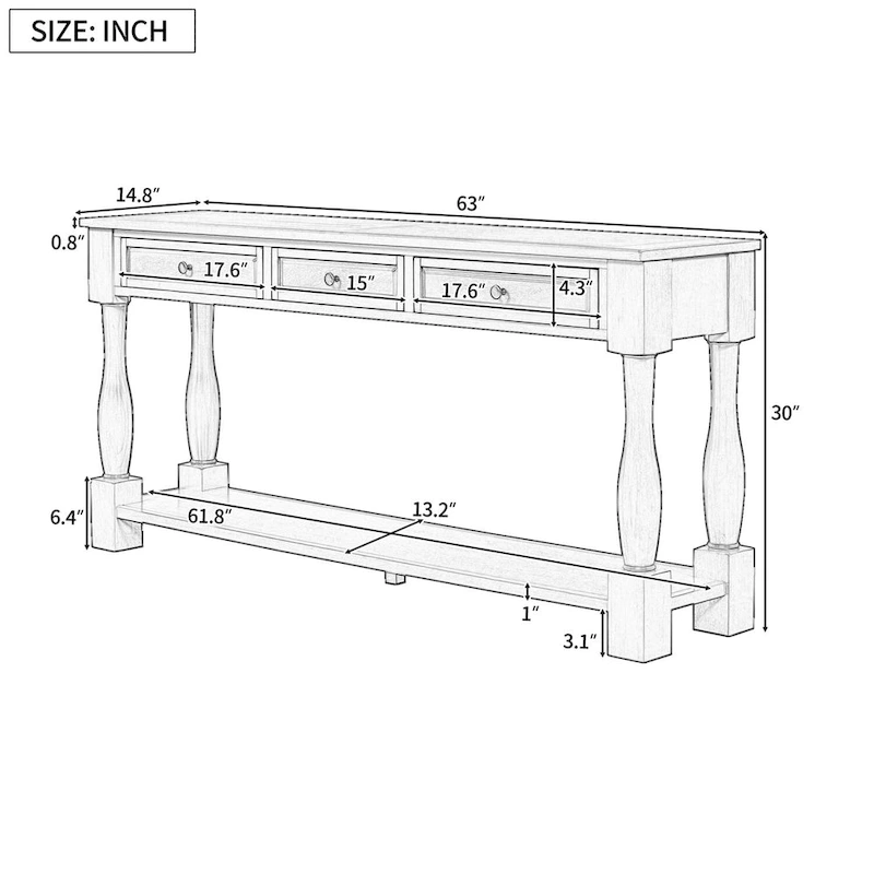 Merax 64 Long Extra-thick Console Table with Drawers and Shelf