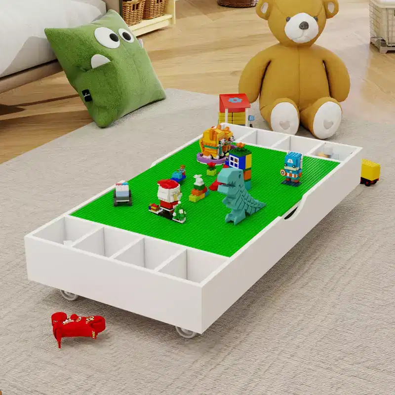 2-in-1 Rollaway Kids Play Table and Toy Organizer