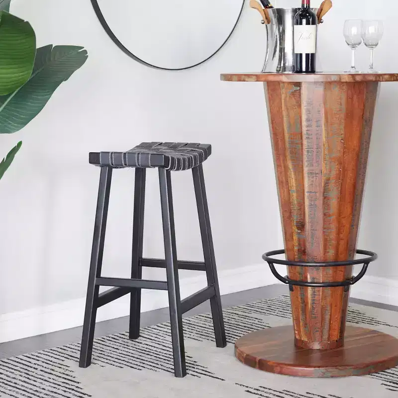 Rustic Birch Barstool Black - Olivia & May: 30 Fixed Height, Wood Frame, Spot Clean