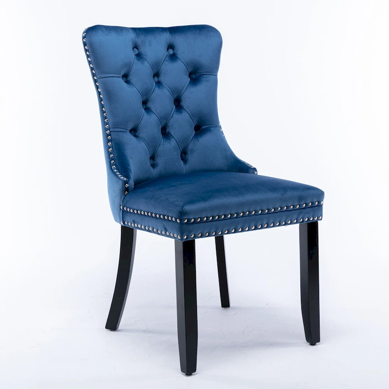 Set of 2 Modern High-End Tufted Solid Wood Upholstered Dining Chair with Nailhead Trim