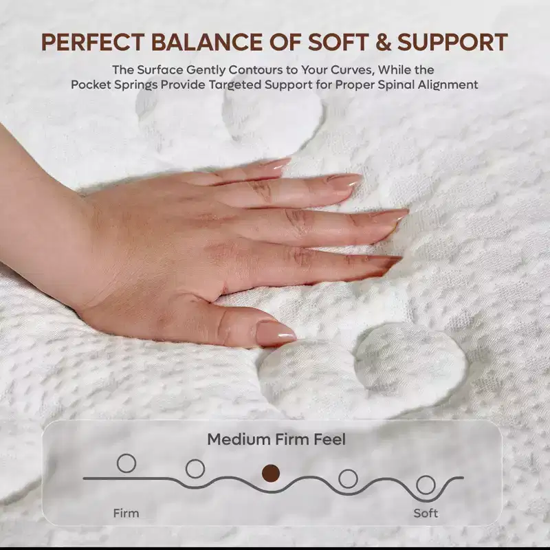 10 inch Queen Size Tencel Medium Hybrid Mattress, Plush Layer and Cooling Gel Memory Foam Mattress in a Box