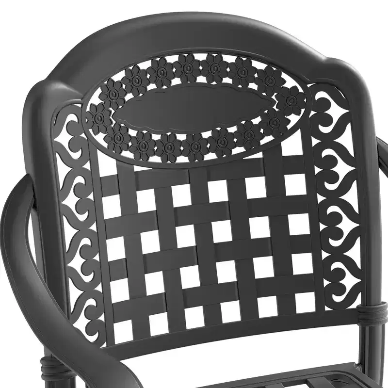 Set of 4 Cast Aluminum Patio Dining Chairs, Black Rust Resistant Frame with Water Resistant Cushions