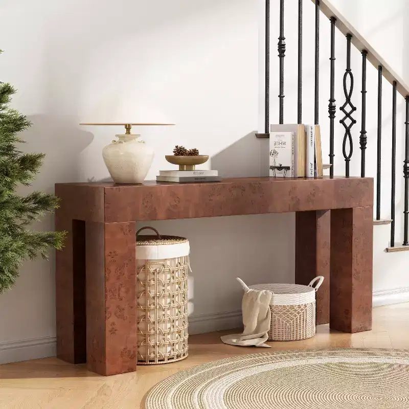 Modern Wooden Console Table with Open Shelf