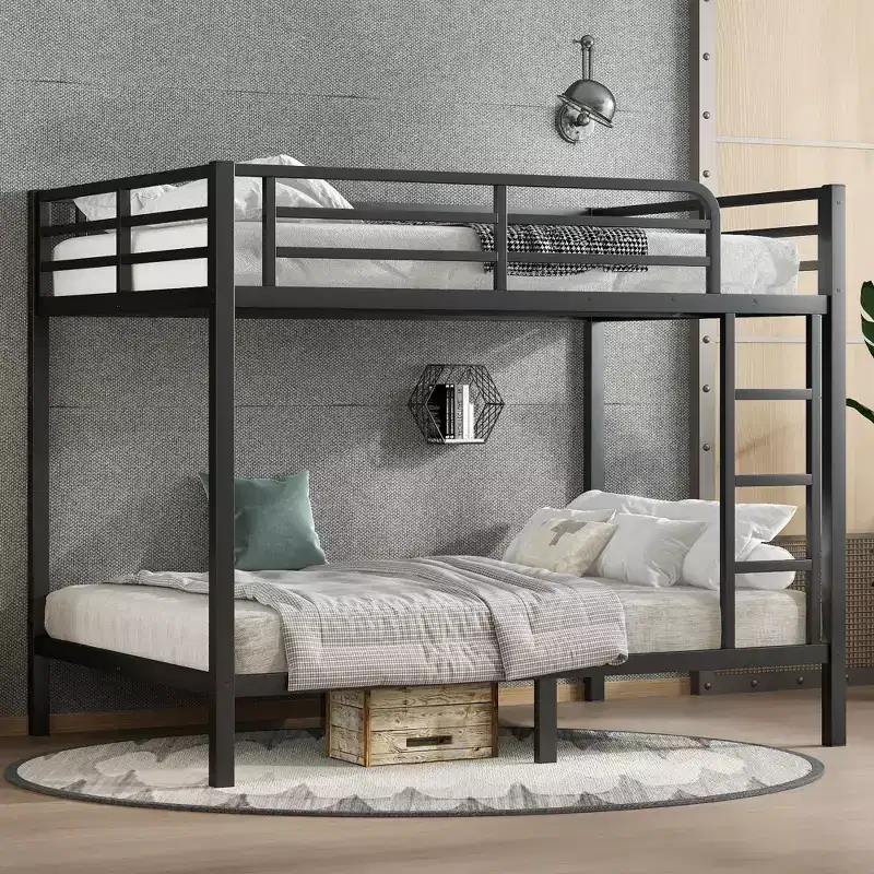 Metal Full over Full Bunk Bed for Teens and Adults Space-Saving and No Box Spring Needed Black