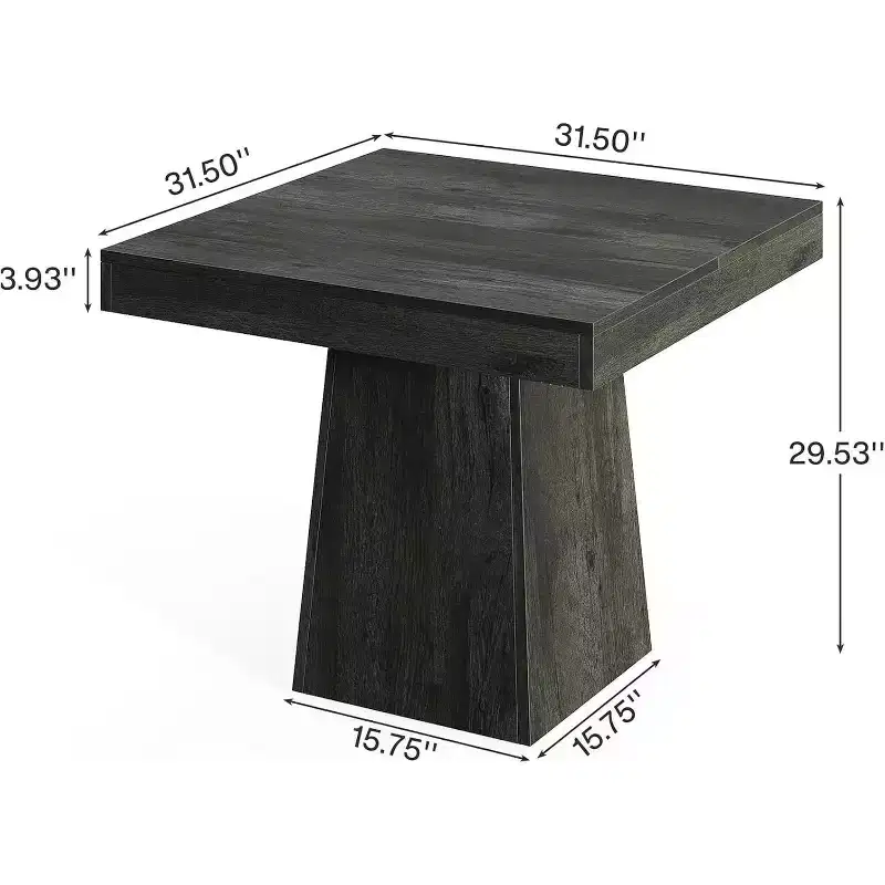 MDF Square Dining Table 31.5''W x 29.53''H with Pedestal Base