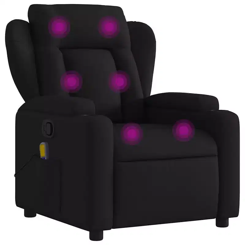 Black Fabric Massage Recliner Chair-Manual Recline-Vibration Massage-Padded Seating-Cup Holders