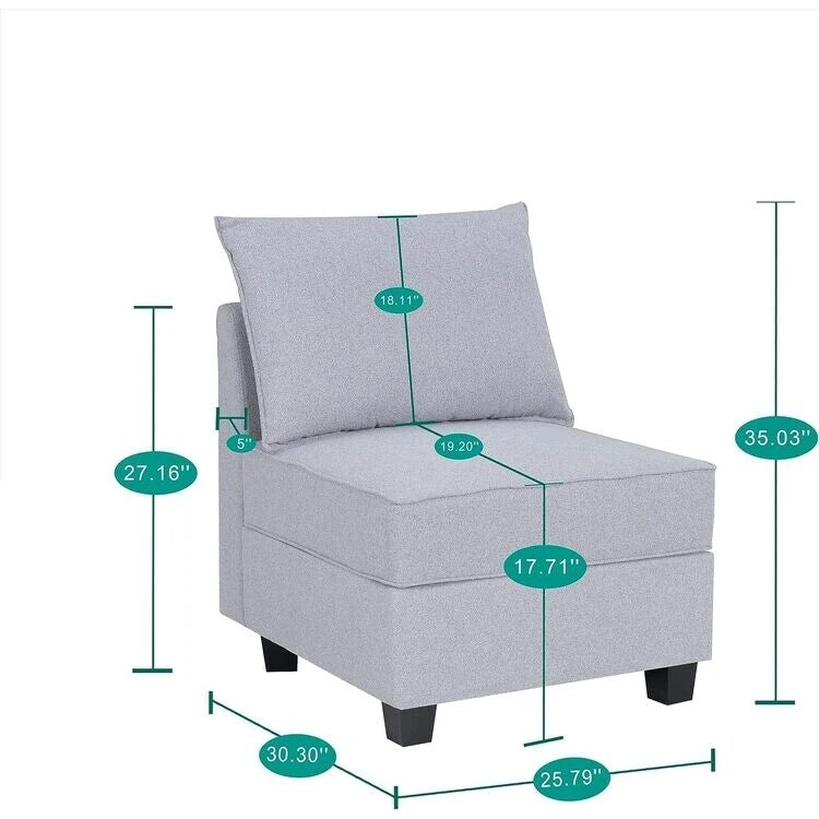 Modern DIY Convertible Modular Sectional Ultimate Sofa Collection - Optional Ottoman Middle and Armrest Modules