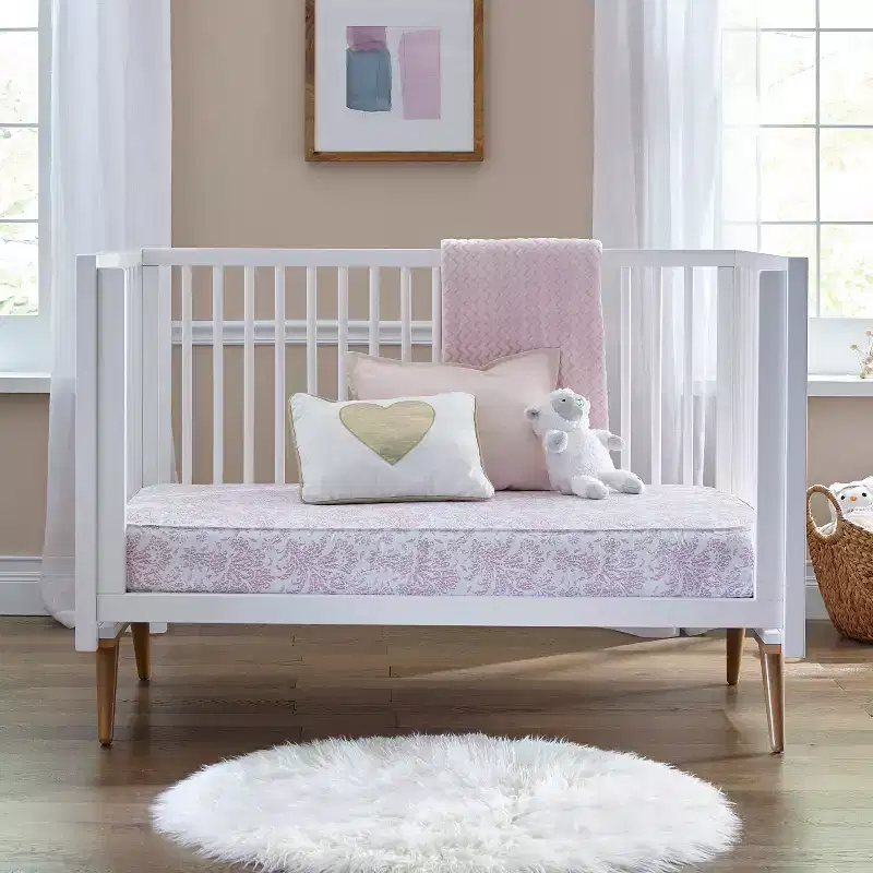 Waterproof Baby Crib Mattress & Toddler Bed Mattress, Pink Vinyl Cover, Hypoallergenic, Ultra Firm, 5.25-Inch