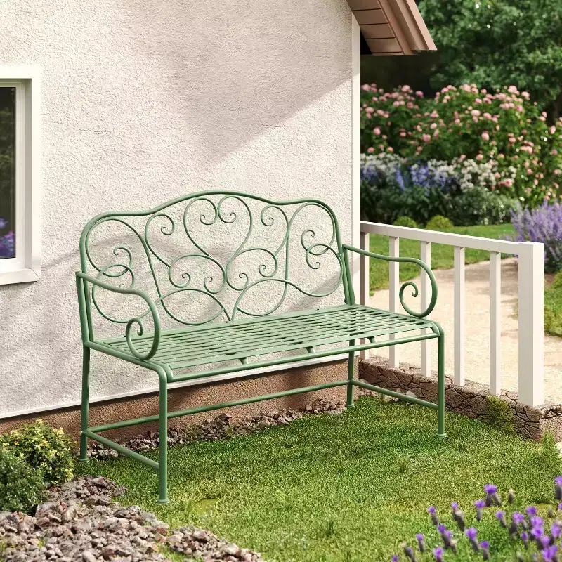Christopher Knight Home Clay 41 Modern Outdoor Iron Garden Bench with Floral Design