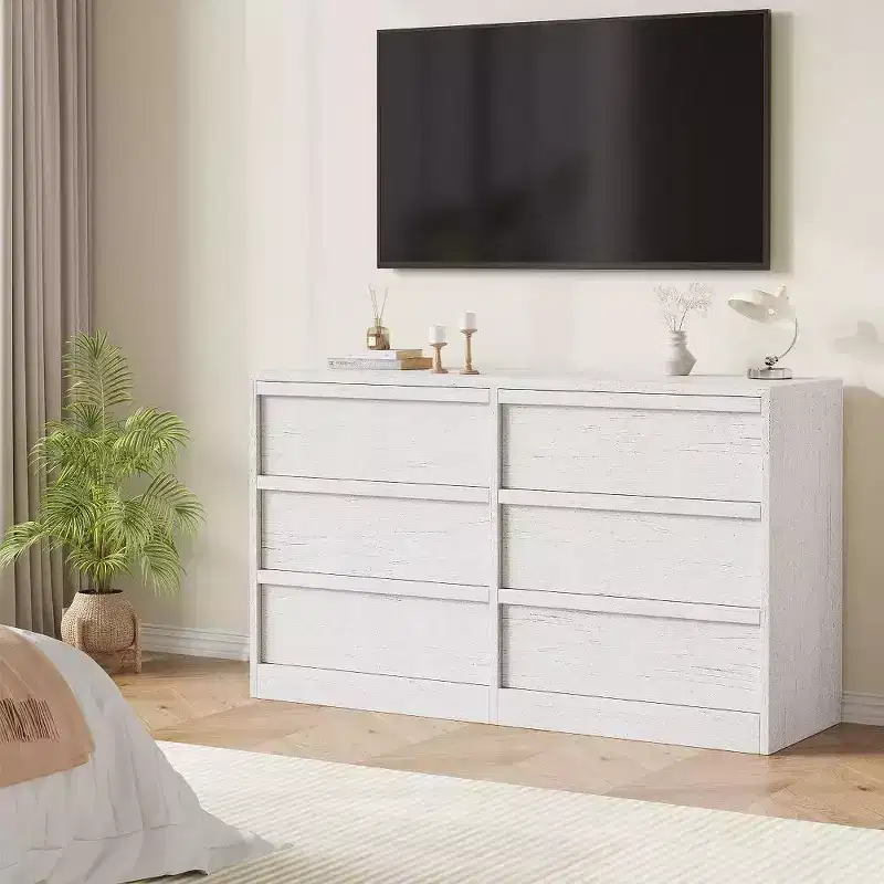 Modern Double Dresser Organizer with 6/ 7 /8 Drawers, Wooden Chest of Drawers for Living Room, Hallway, Entryway, Office