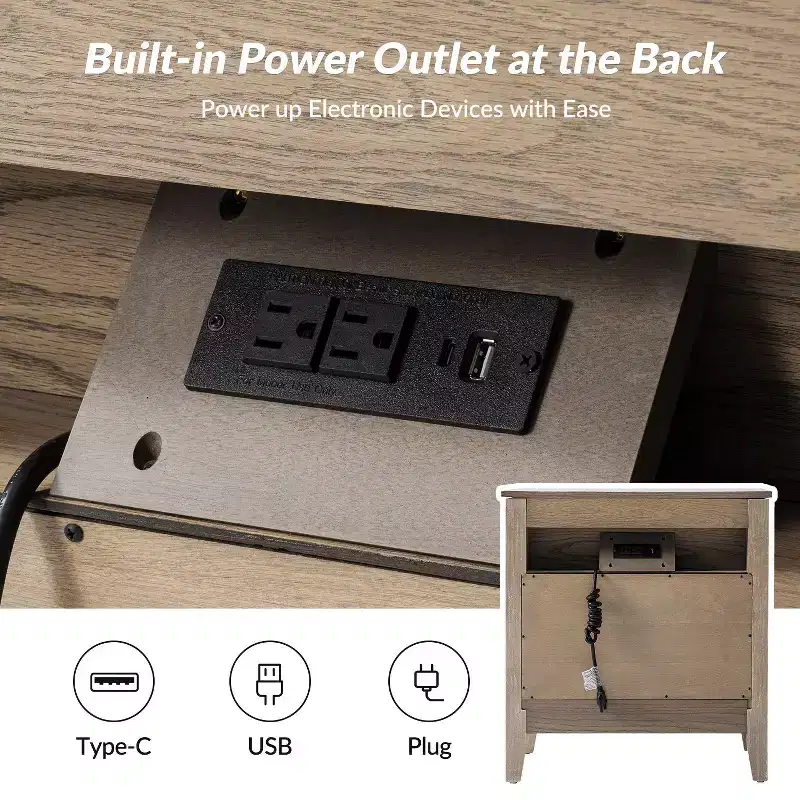 Yaran 3 Drawer Nightstand-BLACK