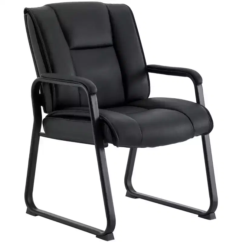 Premium Top Grain, Genuine Leather Waiting Room Chair with Sled Base