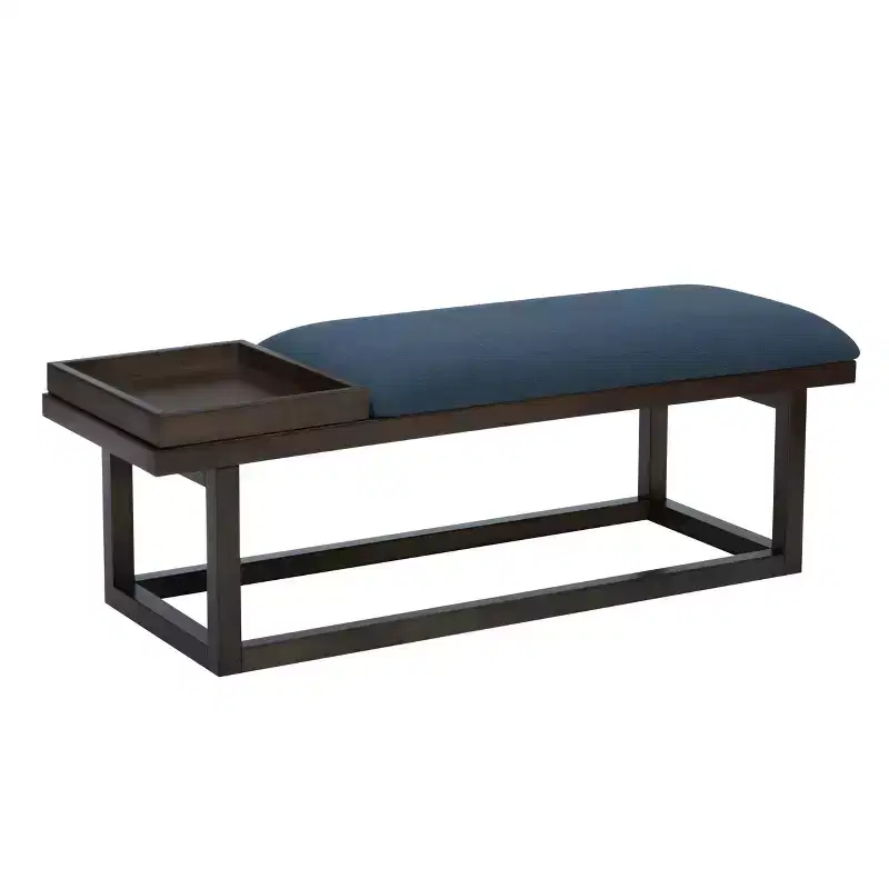Lemire Modern Upholstered Storage Bench with Tray: Navy Blue, Wood Frame, Foam Fill, 300 lb Capacity, 52" Width