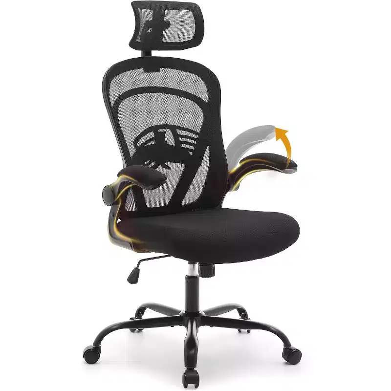Ergonomic Office Chair with Flip-Up Armrests, Lumbar Support & Wide Seat
