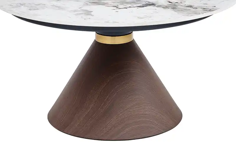 31.5 Modern Round Coffee Table with White Sintered Stone Top