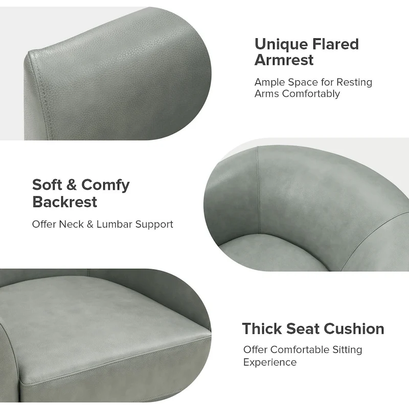 Althea Modern Genuine Leather Swivel Barrel Chair with Solid Wood Base Set of 2 By HULALA HOME