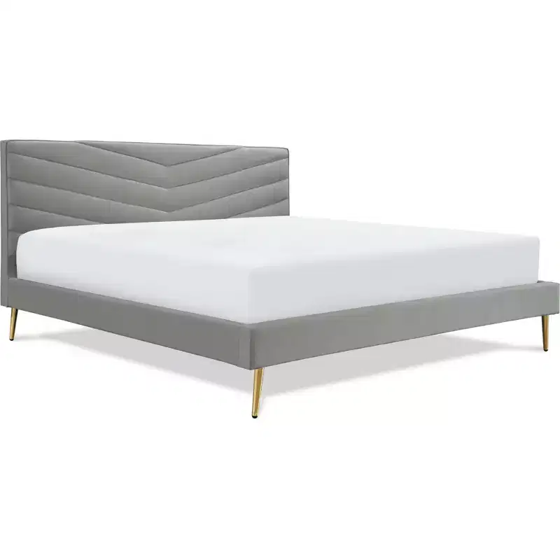King Sidney Upholstered Platform Bed Gray - Adore Decor