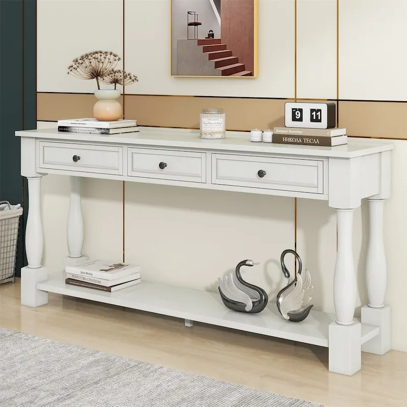 Merax 64 Long Extra-thick Console Table with Drawers and Shelf