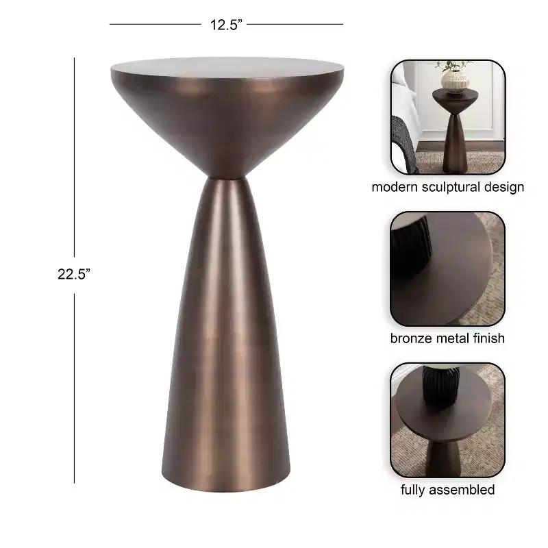 Kate and Laurel Steeves Metal Round Side Table, Bronze, 13x13x23