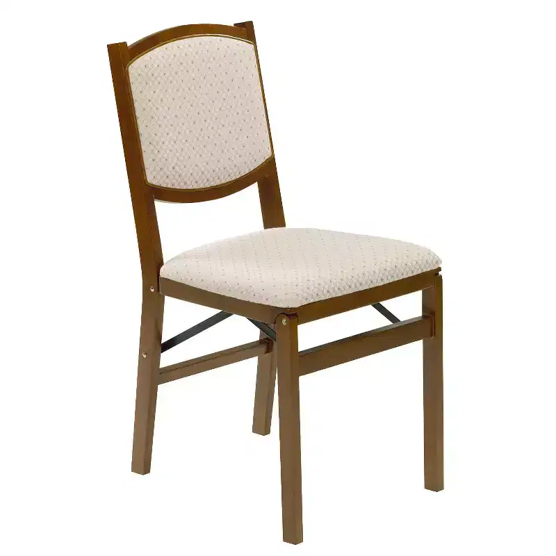 Contemporary Upholstered Back Folding Chair Fruitwood Brown