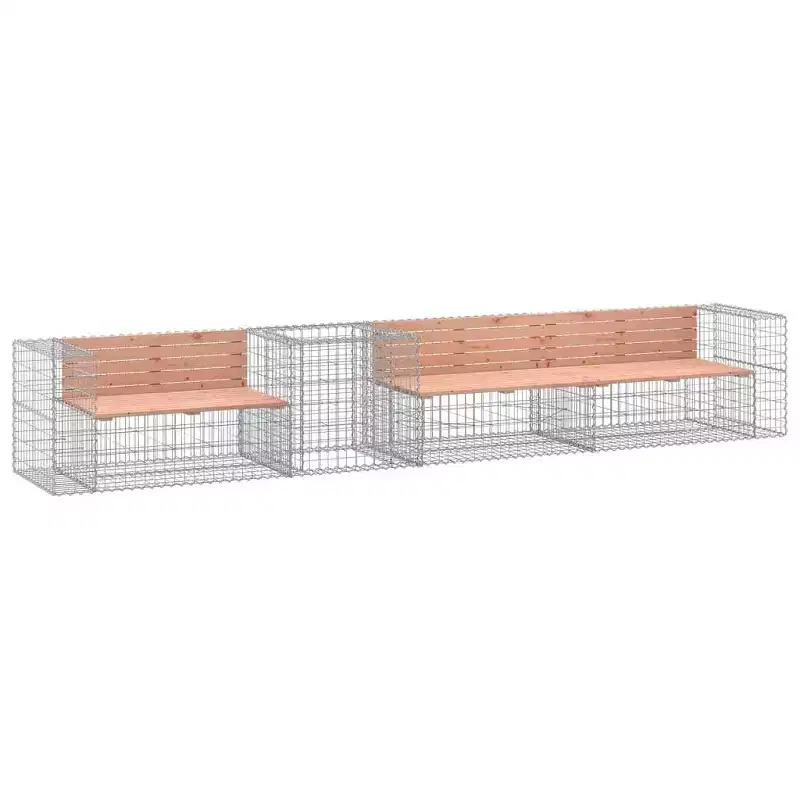 vidaXL Garden Bench With Gabion Basket Wooden, Silver