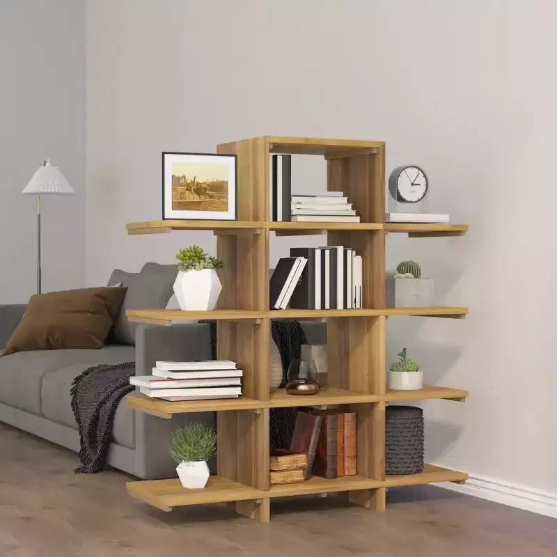 Solid Wood Book Cabinet - Teak Bookshelf with Abundant Storage - Sanded Smooth Finish - Multi-Room Use - Home Decor