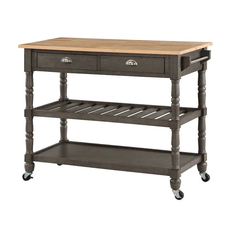 Convenience Concepts French Country 3 Tier Butcher Block Kitchen Cart with Drawers